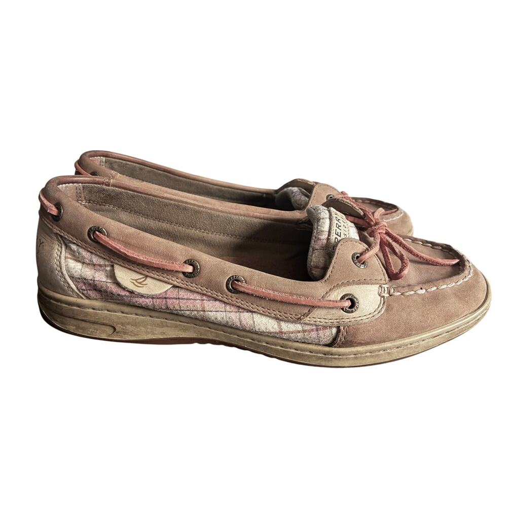 Sperry Top-Sider Boat Shoes Tan Orange Pink Sequins Women's 10M
